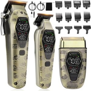 Professional Cordless Hair Clipper Set – 3-in-1 Grooming Kit